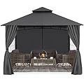 MASTERCANOPY Patio Gazebo Steel Frame Outdoor Gazebo with Windows Curtains (11x11,Dark Gray)