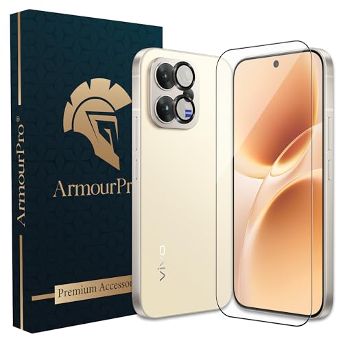 Image of ArmourPro Edge to Edge Tempered Glass for Vivo V70 with Black Camera Ring Guard, 9H Screen Protector, Anti-Scratch, Anti-Fingerprint, Bubble-Free Installation Kit