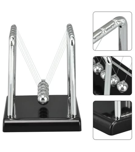 Image of Premsons Newton Cradle Pendulum - Big Metal Perpetual Motion Toy | Swing Balance Collision Balls with Polished Plastic Base & Nylon Strings | Desk Decoration Figurine for Office & Home (Black)