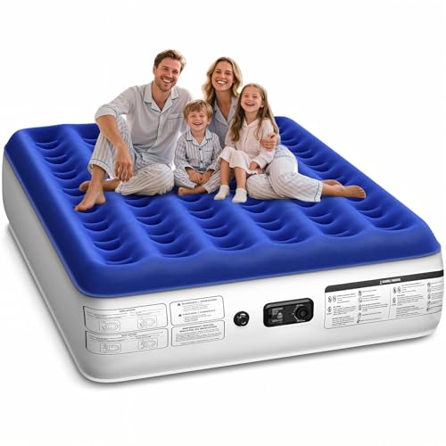 Xsleep Queen Air Mattress with Built in Pump Luxurious Comfort Raised Inflatable Mattress Queen...