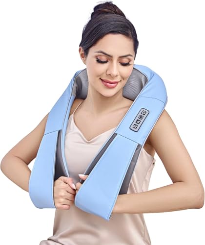 KUZARO Shiatsu Neck and Back Massager with Heat, Deep Tissue 4D Kneading Massage Pillow for Neck, Back, Shoulder, Leg, B - Detailed View