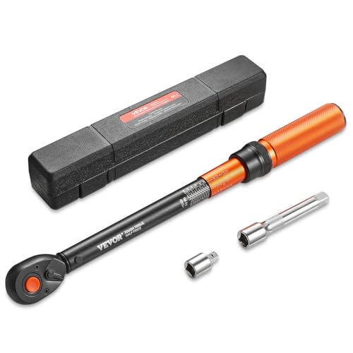 VEVOR Llave Dinamométrica 1/2 Pulgada, 20-220 Nm, Precisión ±3%, Llave de Trinquete de 72 Dientes, con Barra de Extensión Adaptador, Herramienta para Reparación y Mantenimiento de Coches Autos Motos