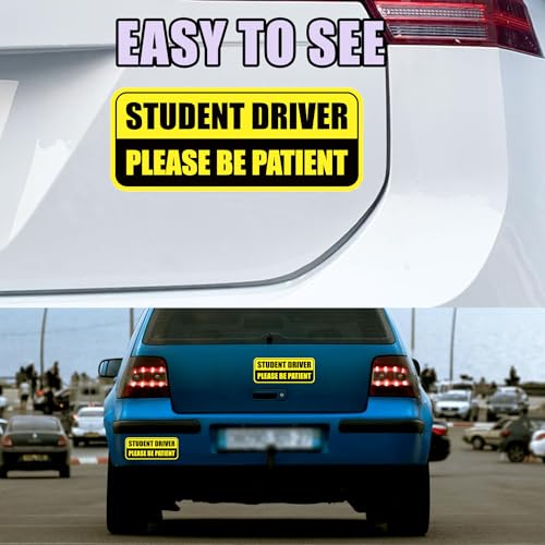 Image of 3 Pcs Student Driver Car Magnet, Please Be Patient Student Driver Magnet | Teen Driver for Car Removable Novice Rookie Safety Atntteion Sign - Weather-Resistant Yellow /Black