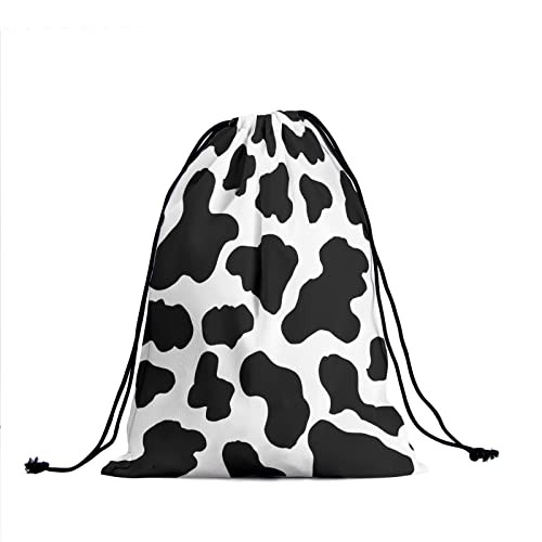 Image of Nerxy Cow Grip Bag for Gymnasts - Black White Grip Bags for Gymnastics Aesthetic Farm Animal Gym Bags Drawstring Storage Bags Spot Gym Pouch Bags