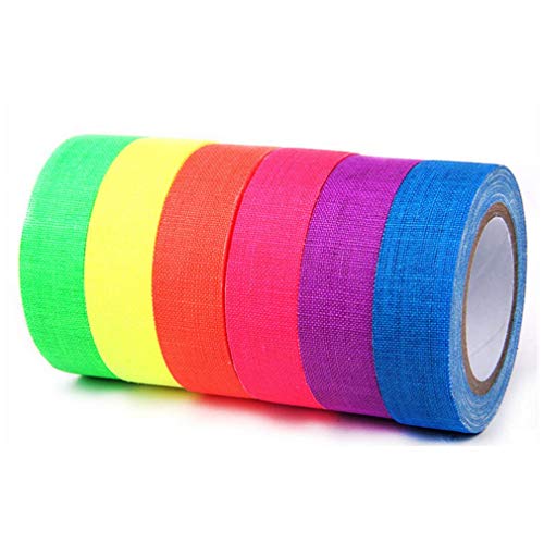 Xindejia PY-2006 Uv Blacklight Reactive Fluorescent Cloth Tape Glow In The Dark Neon Gaffer Tape Birthday Christmas Party Supplies.Each Roll Is 0.6 Inch X 16.5 Ft cover