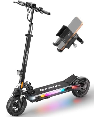 Image of ECOROAD Electric Scooter Adults ES6, 1000W Motor & 31MPH Portable E-Scooter, Up to 37+ Miles Range, 10 inch Off-Road PneumaticTires, Dual Suspension & Brakes System, RGB Lights & APP Control with Bag