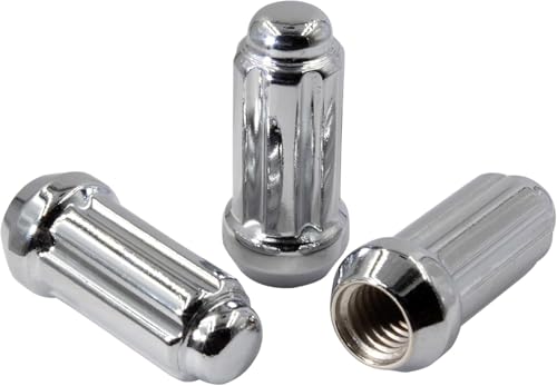 Image of Wheel Accessories Parts 32 Pcs 9 /16 inch-18 Thread Truck 2.25 inch Long Spline Lug Nuts Chrome 6 Spline Hex Fits Ram 2500 3500 | Ford F250 F350 | Chevrolet GMC C20 K20 K30 K35 C2500 C3500