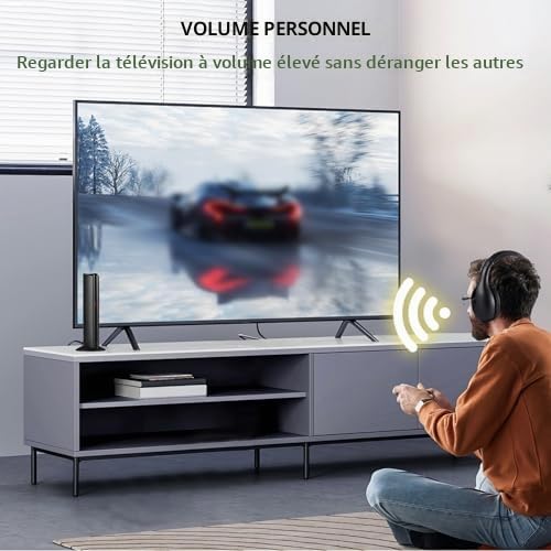 Jeffergarden Casque sans Fil pour Regarder la Télévision, Casque Supra-auriculaire Léger avec Une Portée de 98 Pieds, pour Les Personnes âgées et Les Amateurs de Télévision
