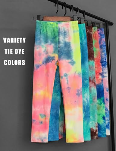 Kiench 5 Pack Girls Printed Leggings Yoga Pants Multipack Athletic Tie-Dyed Leggings2