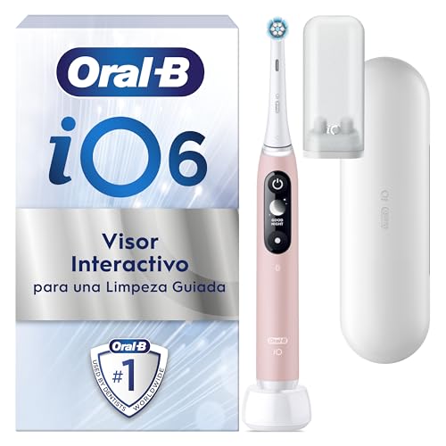 10 Ofertas de Oral-B para el Black Friday 2022 5 Oral-B iO 6N Cepillo de Dientes Eléctrico con Mango Recargable, 2 Cabezales y Estuche de Viaje, Diseñado por Braun, Regalos Originales para Mujer y Hombre - Rosa