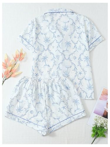 Image of Verdusa Pajamas For Women Set 2 Piece Summer Pajama Sets Cute Pjs Lounge Matching Button Shirt with Shorts