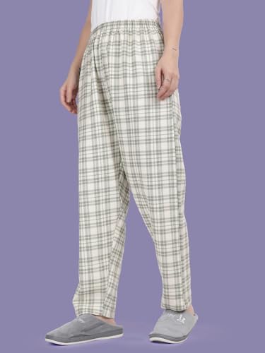 Image of KRYPTIC Women's 100% Pure Cotton Woven Pyjama | Mid Rise Relaxed Fit Full Length Nightwear Pant with Elasticated Drawstring Waistband & Side Pocket | Comfortable Lounge, Sleepwear & Casual Bottom Wear