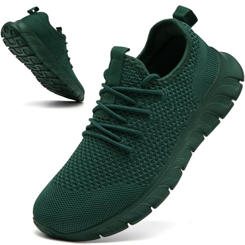 Green Sneakers for Womens Mens Gym Shoes Tennis Running Unisex Athletic Shoes Breathable Walking Slip on Sneaker Size Women 12/ Men 11