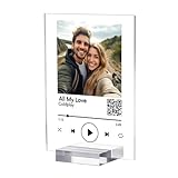 Andaz Press Personalized Custom Song Plaque With Picture Song Picture Frame Custom Music Plaque Glass Acrylic Customized Music Photo Frame with Stand QR Code Customized Gift for Boyfriend Girlfriend