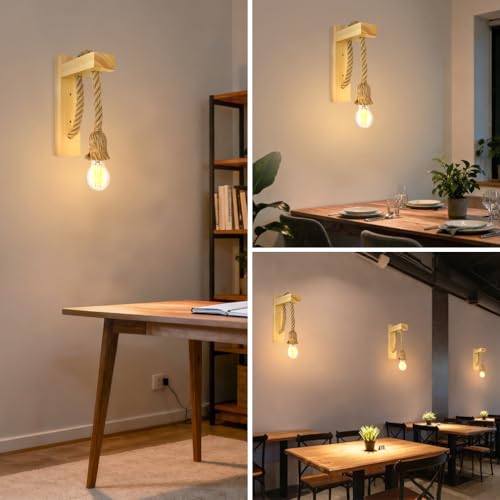Lámpara de pared vintage de cuerda E27 para iluminar pasillos oscuros 7