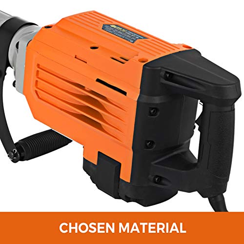 Mophorn 3600W Electric Demolition Hammer Heavy Duty Concrete Breaker 1800 RPM Jack Hammer Demolition Drills with Flat Chisel Bull Point Chisel (3600 W)