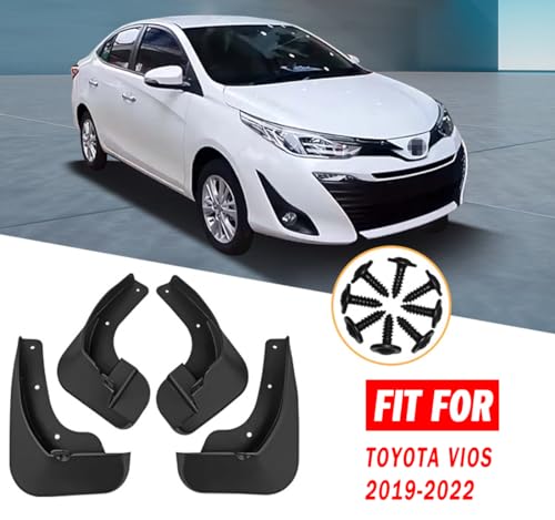 Image of Mud Flaps Mud Guards Fit for Toyota Vios 2019-2022, Front & Rear Mud Splash Guards Accessories - 4 Pc, Black, LAN-VIOS 19-22
