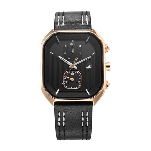 Fastrack Mens Analog Black Dial Black Band Leather Watch (B0CYT6V5LJ) Amazon Price History, Amazon Price Tracker