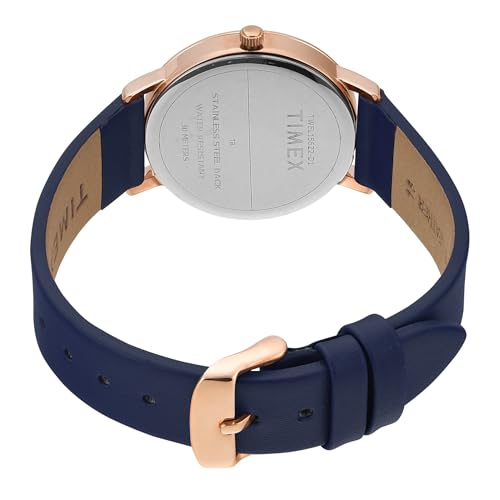 Image of TIMEX Analog Watch for Women with Blue Round Dial & Blue Leather Strap Band Water Resistant Women's Wrist Watches - TWEL15622