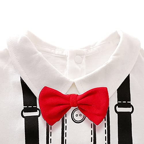 Image of Hopscotch Boys Cotton Graphic Print Romper in White Color