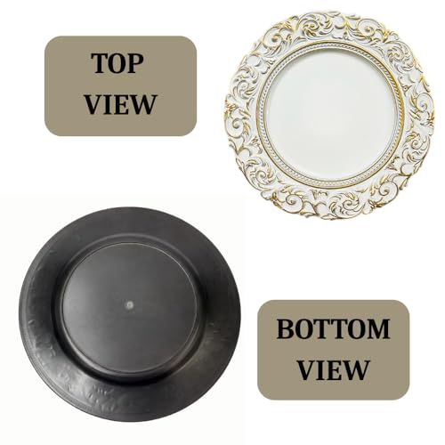 Image of Luxury Decorative Plate with Gold Embossed Design | Premium Gift Hamper Base, Charger Plate & Decorative Platter for Home Decor, Festive & Wedding Gifting