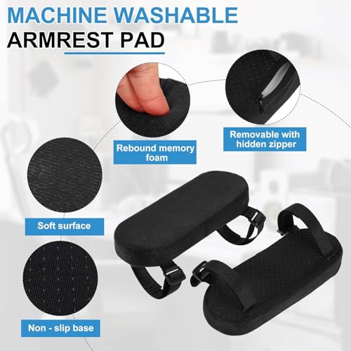 Image of Clefairy 2 Pack Thick Armrest Pads Memory Foam Office Chair Arm Pads - Office Chair Armrest Covers Provide Elbow Cushion and Relieve Pressure, Ergonomic Desk Chair Arm Covers