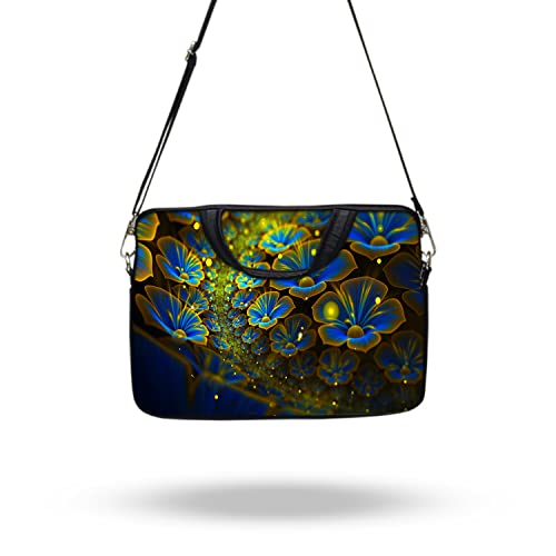 Image of Theskinmantra Blue and Yellow Flowers Messenger Bag for 15.6 inch Laptop