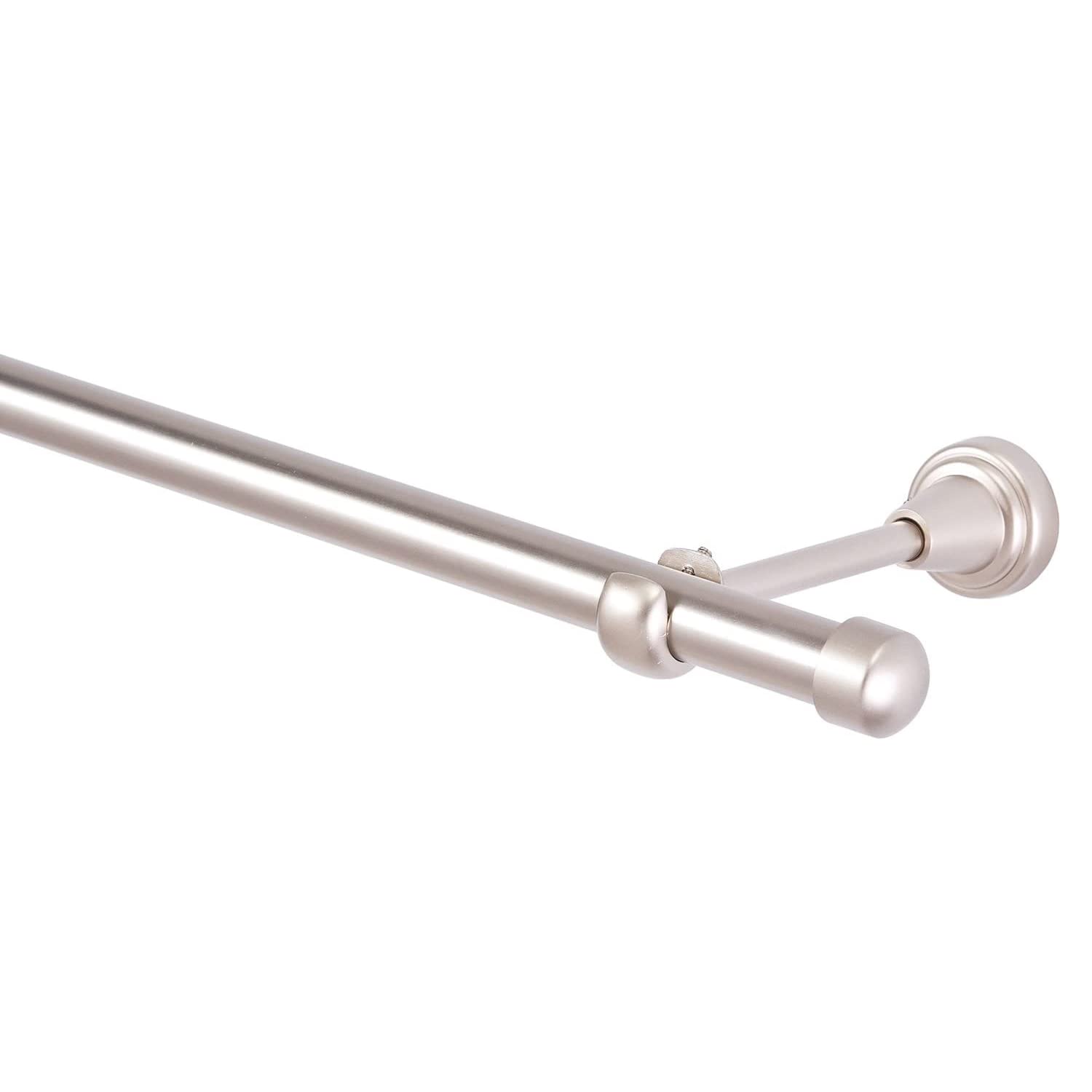 MDEKOR Gardinenstange 19mm Einläufig mit Endkappe (Chrom-Matt, 1-läufig, 280 cm)