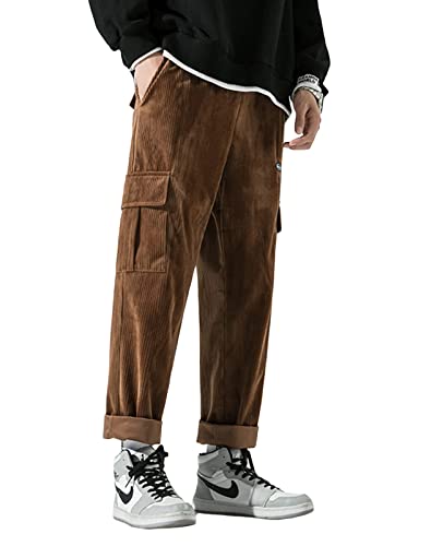 Aelfric Eden Mens Corduroy Vintage Cargo Pants Hip hop Joggers Streetwear Pants3