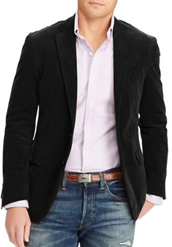 Men's 2 Button Faux Leather Blazer Casual Sport Suede Jacket with Pockets