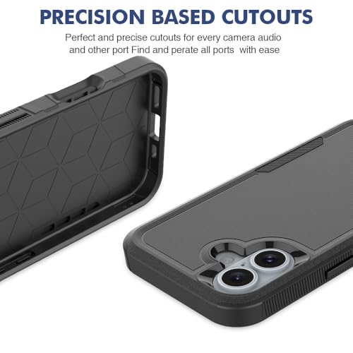 BREPRIO Heavy‑Duty Rugged Anti‑Drop Shockproof Protective Phone Case for iPhone 16, Durable Protective Shell, Black - image 6