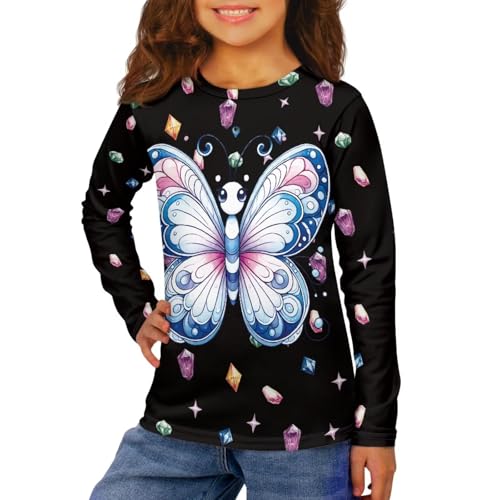 Image of Long Sleeve Shirts for Girls Winter Tops 3-16t Cartoon T Shirts for Fall Clothes