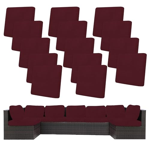 Image of 14Pcs Stretch Patio Cushion Covers,Outdoor Couch Covers Replacement,Outdoor Couch & Sofa Slipcovers,for Patio Furniture Cushion Covers,Washable Reusable Furniture Protector (Wine red,Cover Only)