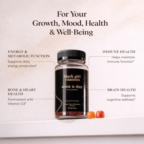Black Girl Vitamins Once a Day - Womens Multivitamin Gummy - Vitamin A, B, C, E and Zinc. Multivitamin for Women, Immune Support. Vegan, Gluten-Free. Made in The USA (30 Day Supply, Strawberry) - Image 3
