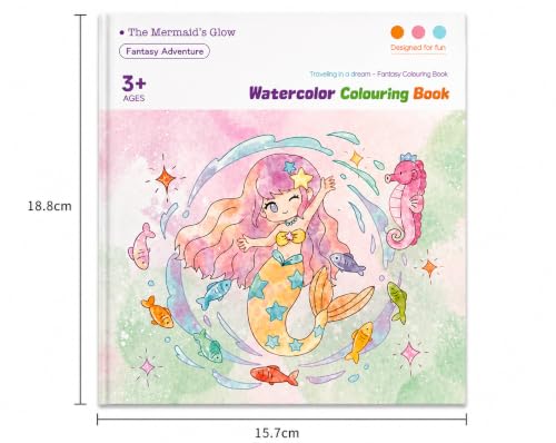 Image of MASTANO Watercolor Painting and Doodle Set for Kids - DIY Graffiti Coloring Note-Book Magic Books with Pigments and Paper, Suitable for Kindergarten and Kids Art Projects with Color (Little Mermaid)
