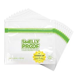 Smelly Proof 10 x Reusable Food Storage Bags, Reusable Freezer Bags, Reusable Snack Bags, Stand-Up Expandable “Stand & Fill”, Clear 3-Mil 6” x 4”, US Made, BPA FREE, NO PEVA, 10-pk