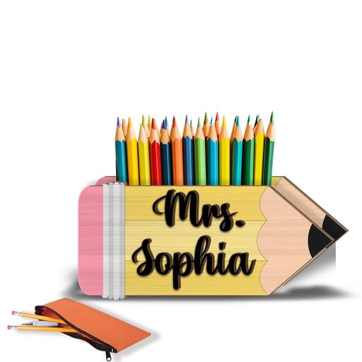 Fastpeace Personalized Pencil Teacher Desk Organizer,Custom Teacher's Name Pencil Holder, Thank You & Appreciation Gifts