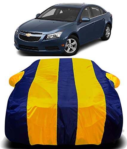 Image of All Accessories Waterproof Car Body Cover Compatible with Chevrolet Cruze Dust Proof Rain Cover Protects from Sunlight | Yellow Stripes