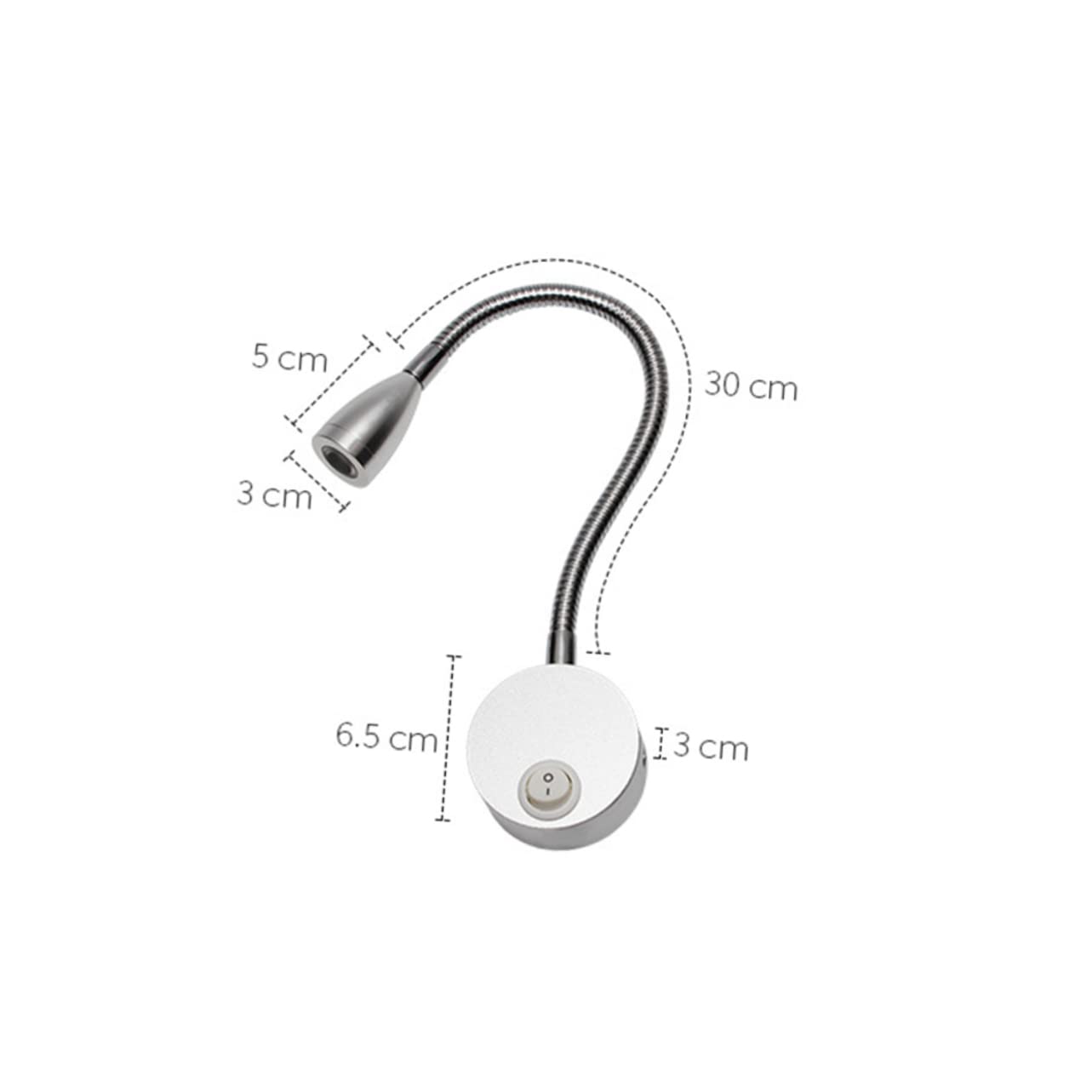 IWOWHERO 3W LED Bedside Reading Light with Flexible Gooseneck Wall Mount Warm White Indoor Lamp for Bedroom Stylish Brushed Silver Finish for Comfortable Reading and Relaxation