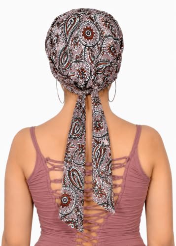 Image of Pure Cotton Double Layer Head Scarves Hair Wrap Cap, Adjustable Free Size Head Cover for Women, Girls, Under Helmet Cover