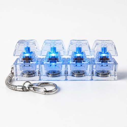 Keyboard Keychain with LED Light, 4-Button Mechanical Clicker Fidget Toy for Stress Relief, Focus & Anxiety Relief, Portable Mini Keyboard Keyring Gift for Kids & Adults