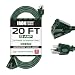 20 Foot Outdoor Extension Cord with 3 Electrical Power Outlets - 16/3 SJTW Durable Cable