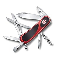 Victorinox Evolution 14 Grip Swiss Army Knife, 14 Functions, Swiss Made Pocket Knife with Large Blade, Screwdriver and Corkscrew - Red/Black