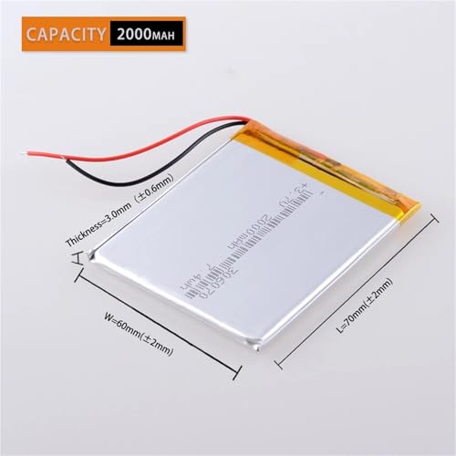 Batería 306070 de 3,7V y 2000 mAh recargable con conector JST 1.25 de 2 pines para dispositivos 3