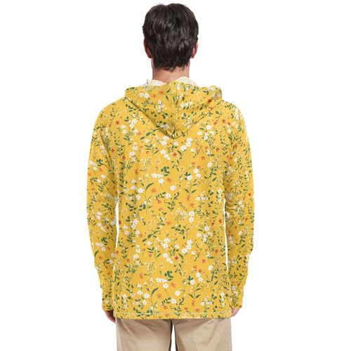 Autumn Flowers Orchid Yellow Sun Shirts Hoodies for Men Long Sleeve Beach Hoodies UPF 50 + Beach Shirt S3