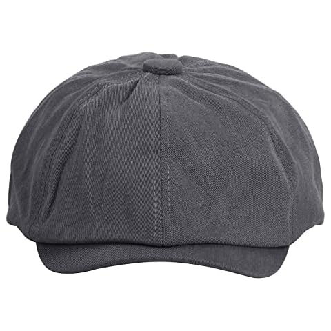 KeepSa Cotton Flat Cap 8 Panel Baker Boy Newsboy Cap Men Hat Peaky Adjustable Driving Golf Cabbie Hat Gatsby Ivy Washed Beret Plain Casual Hat 57-59CM Cover