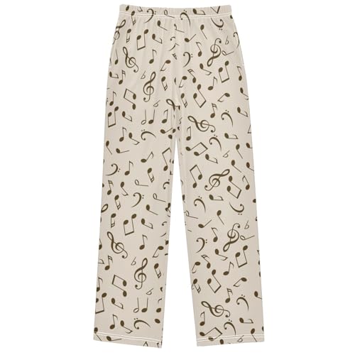 Boy's Pants Music Note Clefs Pattern Jogger Pants Elastic Waist Long Bottoms Trousers with Pockets 6-14 Years