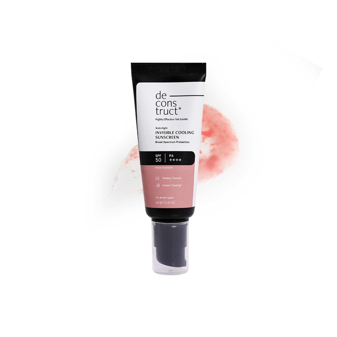 Deconstruct Invisible Water Sunscreen SPF 50 PA+++ | Instant Cooling & Freshness | 8-Hour Long Lasting Sunscreen | Broad Spectrum UVA & UVB Protection | No White Cast | For All Skin Types | 40g