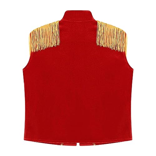 renvena Marching Band Kids Military Vest Drummer Parade Fringe Epaulet Waistcoat for Stage Performance4