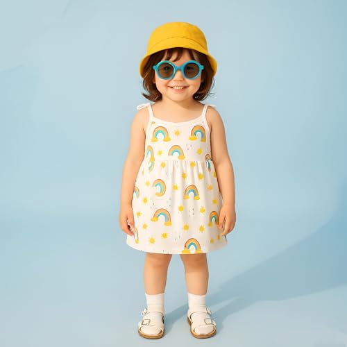 Image of Kidbea Organic Cotton Baby Girl Dresses | Muslin Frock for Girls | Soft Breathable Cute Printed Summer Wear Clothes with Tie-Up Shoulders